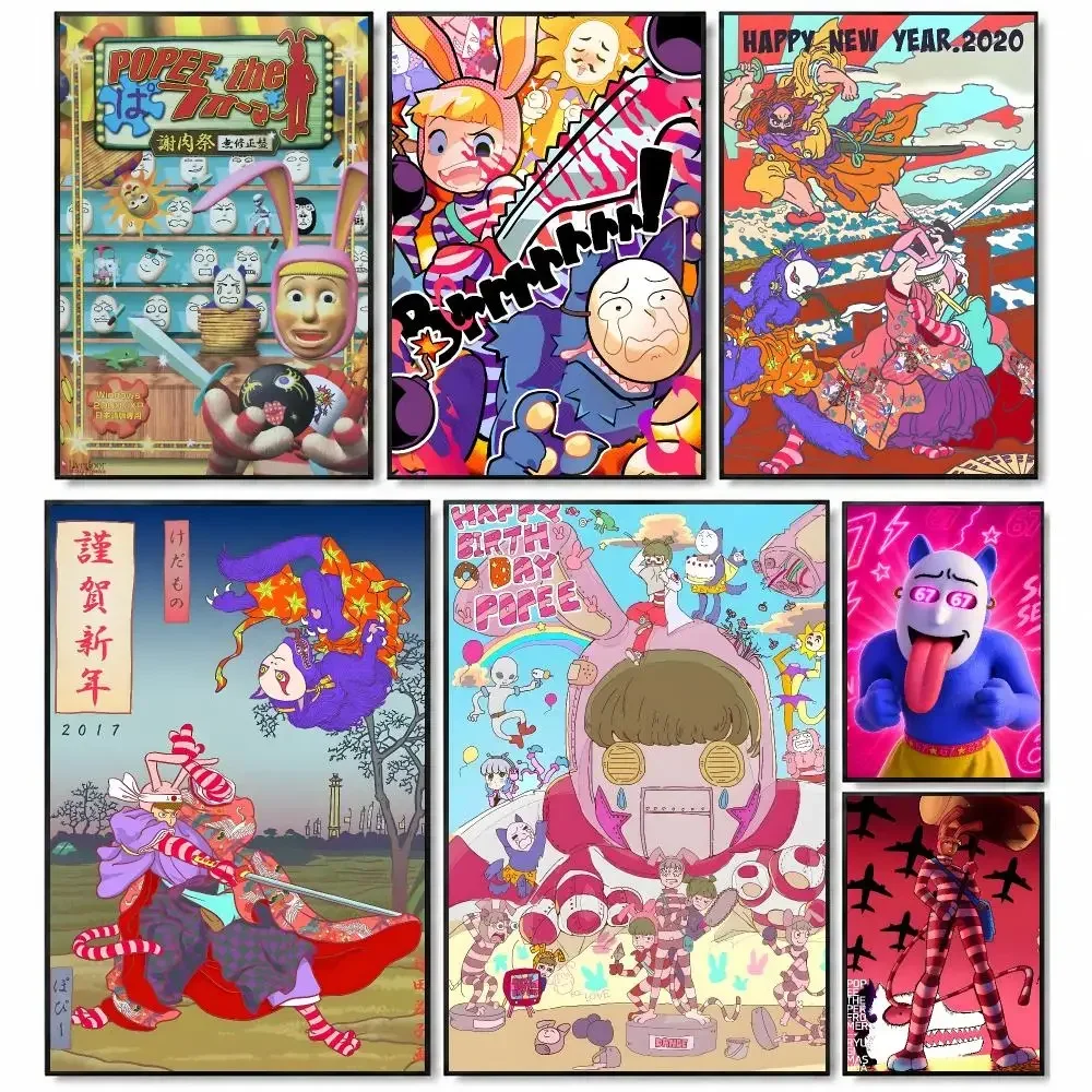 Anime Comedy P-Popee the Performer Poster Self-Stick Bedroom Dorm Office Gaming Room Studio Decor Gift