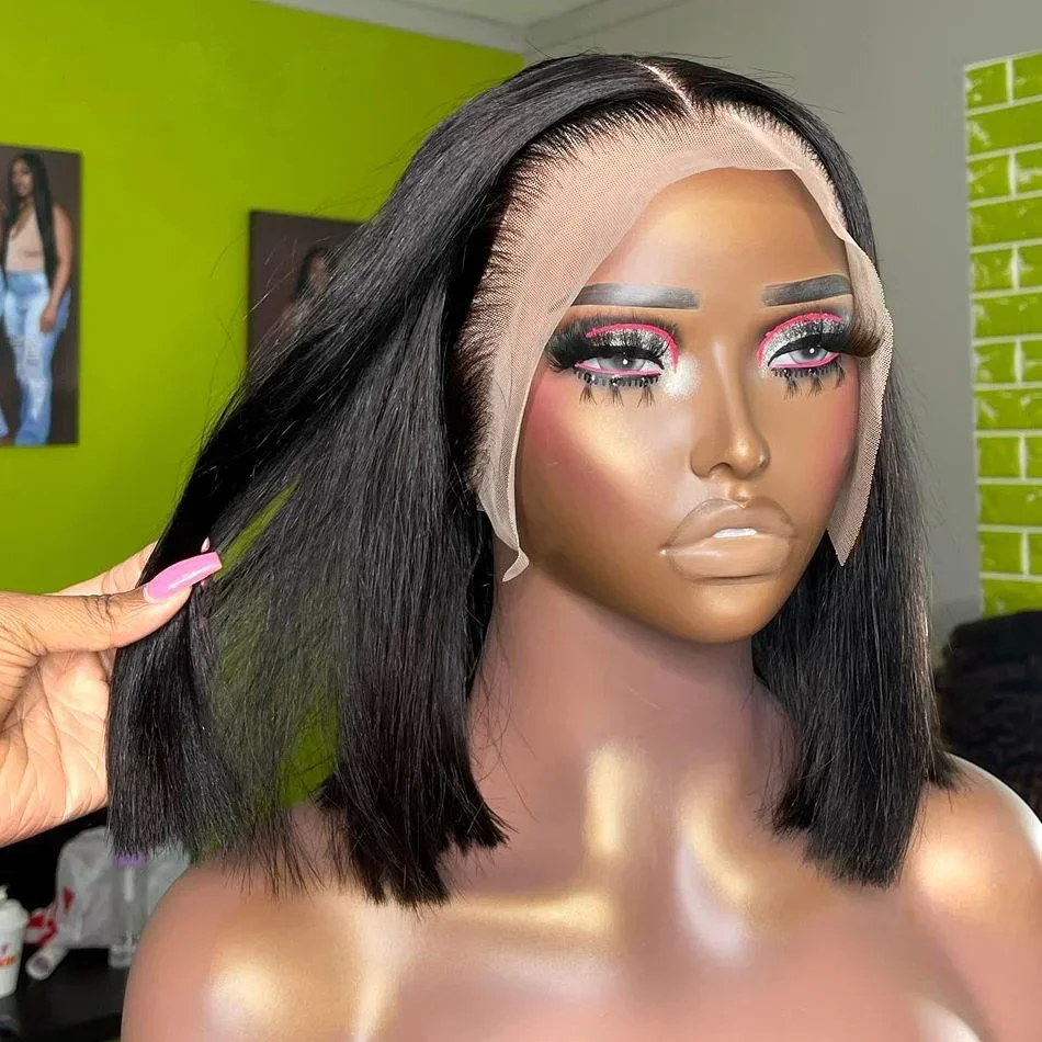 

Wigir 13x6 HD Bone Straight Lace Frontal Human Hair Brazilian 100% Short Bob Wig For Women 200% Straight Lace Front Bob Wigs