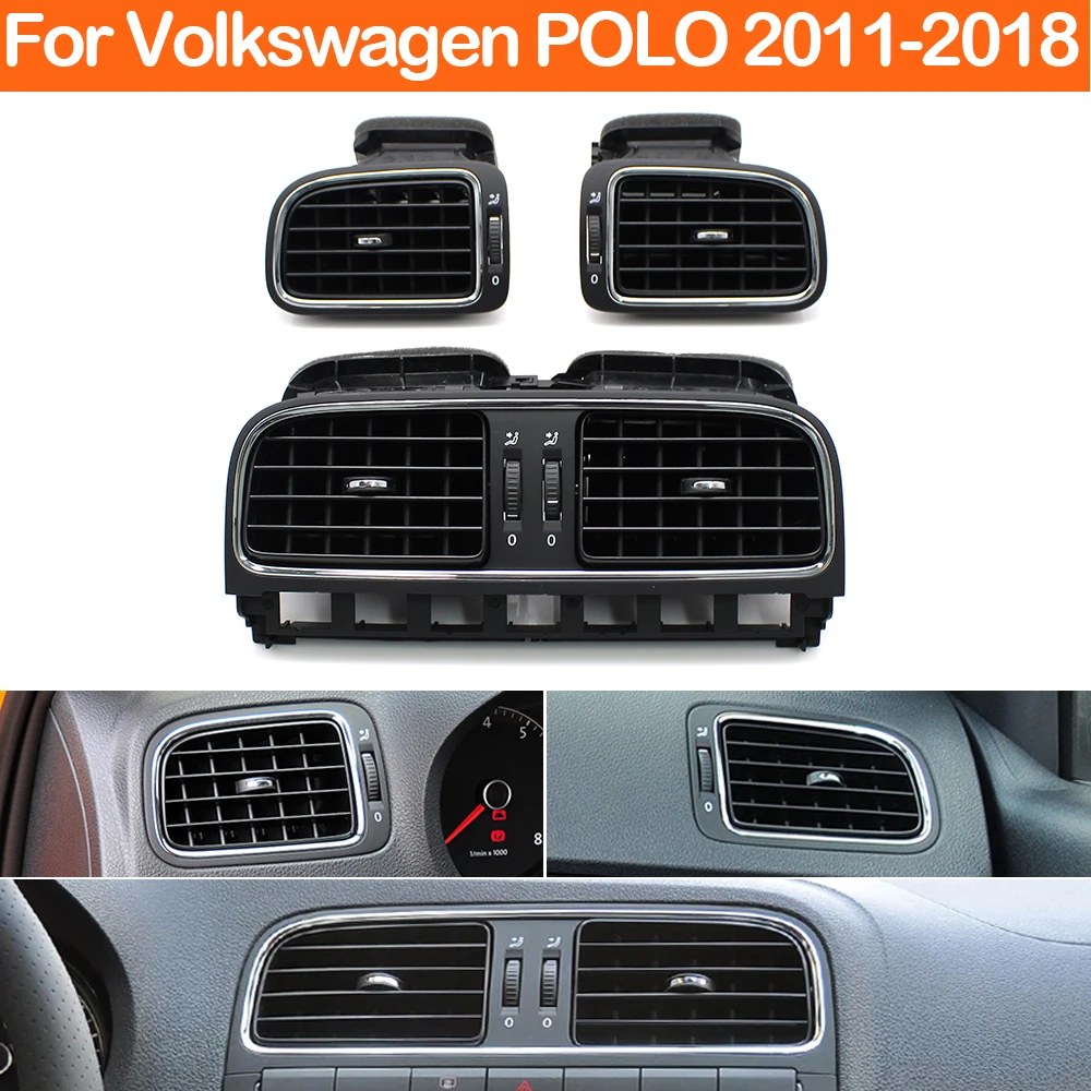 Pour Polo voiture avant tableau de bord Central gauche droite moyen climatiseur AC Grille de ventilation assemblée pour VW 2011-2018 6R0819703 6R0819704