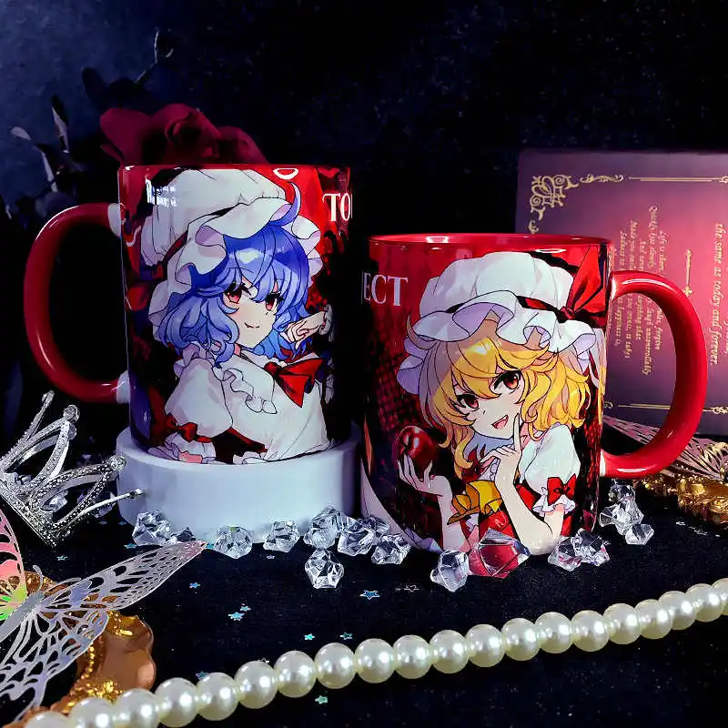 Anime Girl Hakurei Reimu Kirisame Marisa Flandre Scarlet Cartoon Ceramic Coffee Mug Cup Cosplay Water Cup Student Birthday Gift