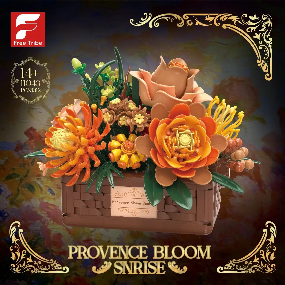 

1312PCS Flower Basket Building Blocks Rose Peony Lotus Chrysanthemum Bouquet Model Bricks Home Decoration Educational Toys Gifts