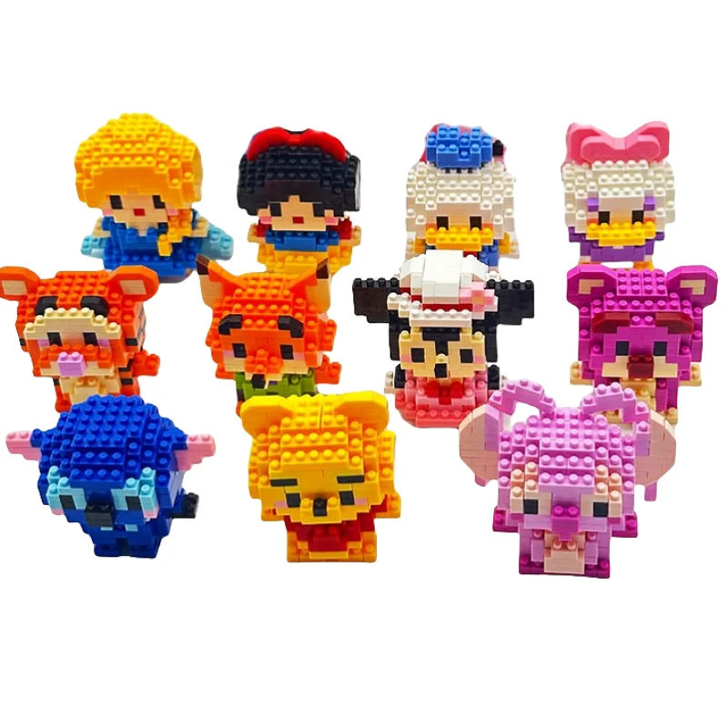 Stitch Disney Princess Toy Building Block Mini Action Figure Doll Model Mickey Mouse Blocks Toys Bricks Assemble Toys Kids Gifts