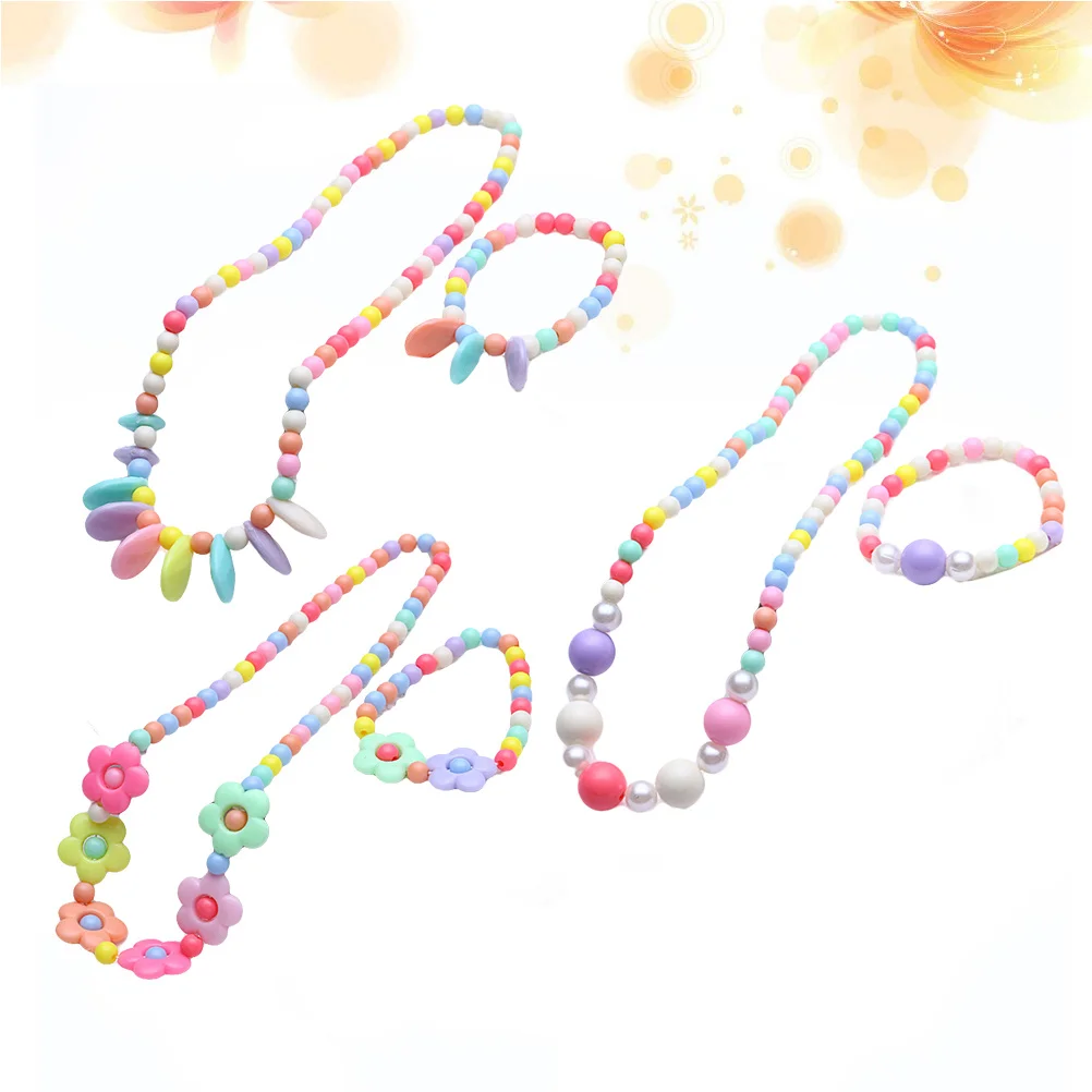 3 set di gioielli per ragazze, collana di perline, bracciale per bambini piccoli, festa per bambini, fotografia in spiaggia, regalo di Natale, stile casuale