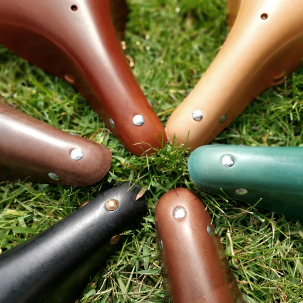Multi Style Retro-Rindsleder-Fahrradsattel, bequem, erste Schicht Rindsleder, rein handgefertigt, Fahrradteile, G98 – Detail 11