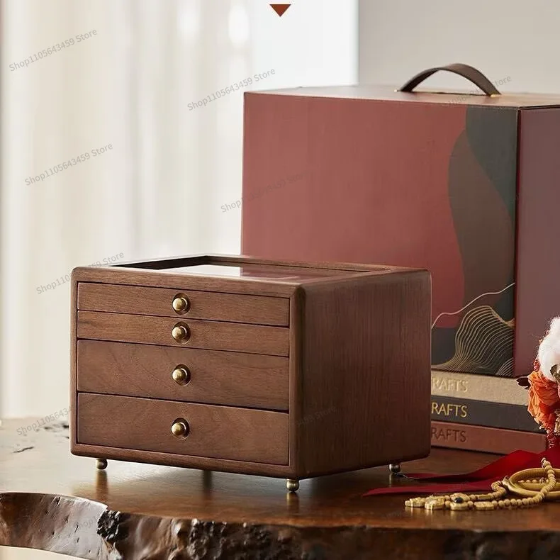 For solid wood jewelry box, more retro jewelry, cosmetics storage box, bracelet, necklace, gift box.