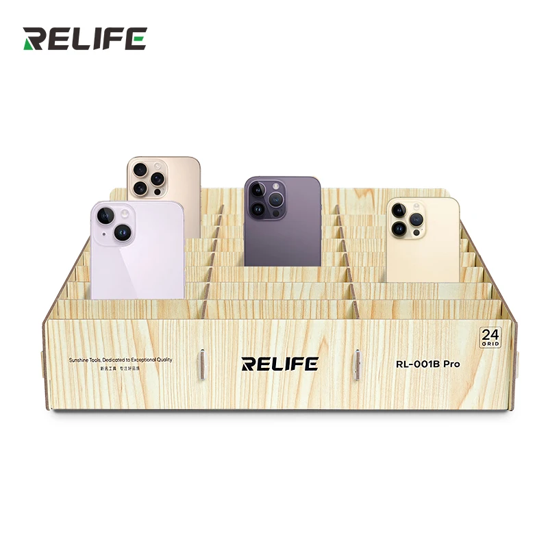 RELIFE RL-001B Pro Mobile Phone Storage Box Office Classroom 24 Grid Placement Rack Wooden Multi-grid Storage Box