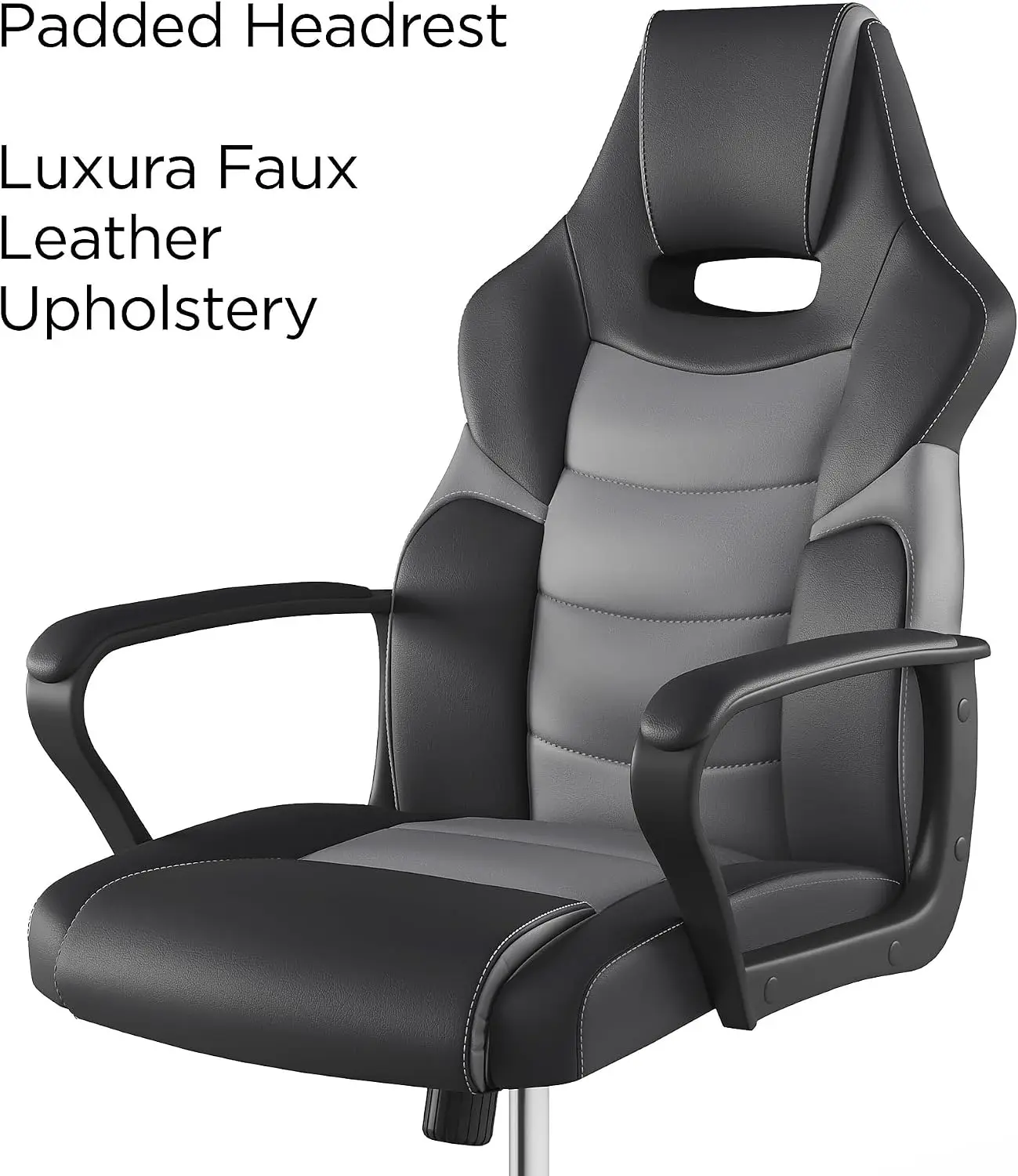 Staples Emerge Vector Luxura Faux Leather Gaming Chair, Black/Gray view 4