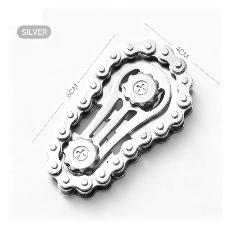 自転車チェーンギア付きメタルフィジェットスピナー - 大人と子供のためのストレス解消おもちゃ ​