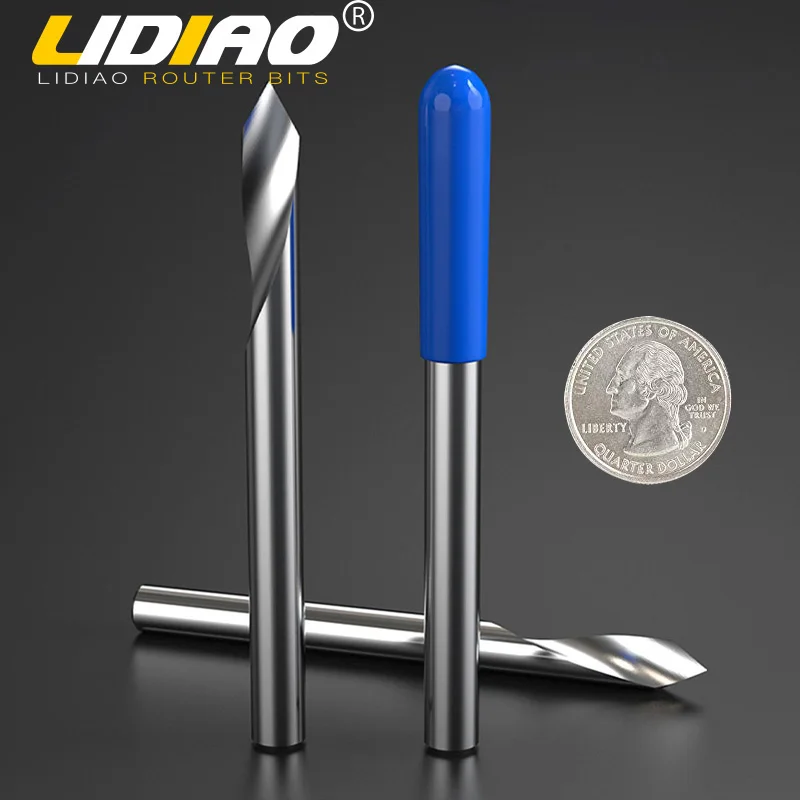 LIDIAO Tungsten Steel Engraving Tool Bit Life Coated 60 Degree Groove 0.1 Tip 1/8 Inch Signmaking Router Bit CNC Wood  Cutter