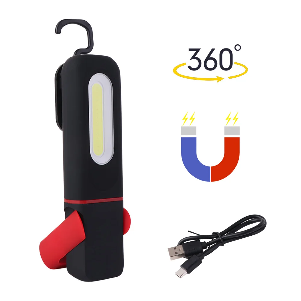 Super Bright LED Work Light 360° Rotation USB Rechargeable Magnetic Work Light with Hanging Hook Powerful Light Emergency Lamp