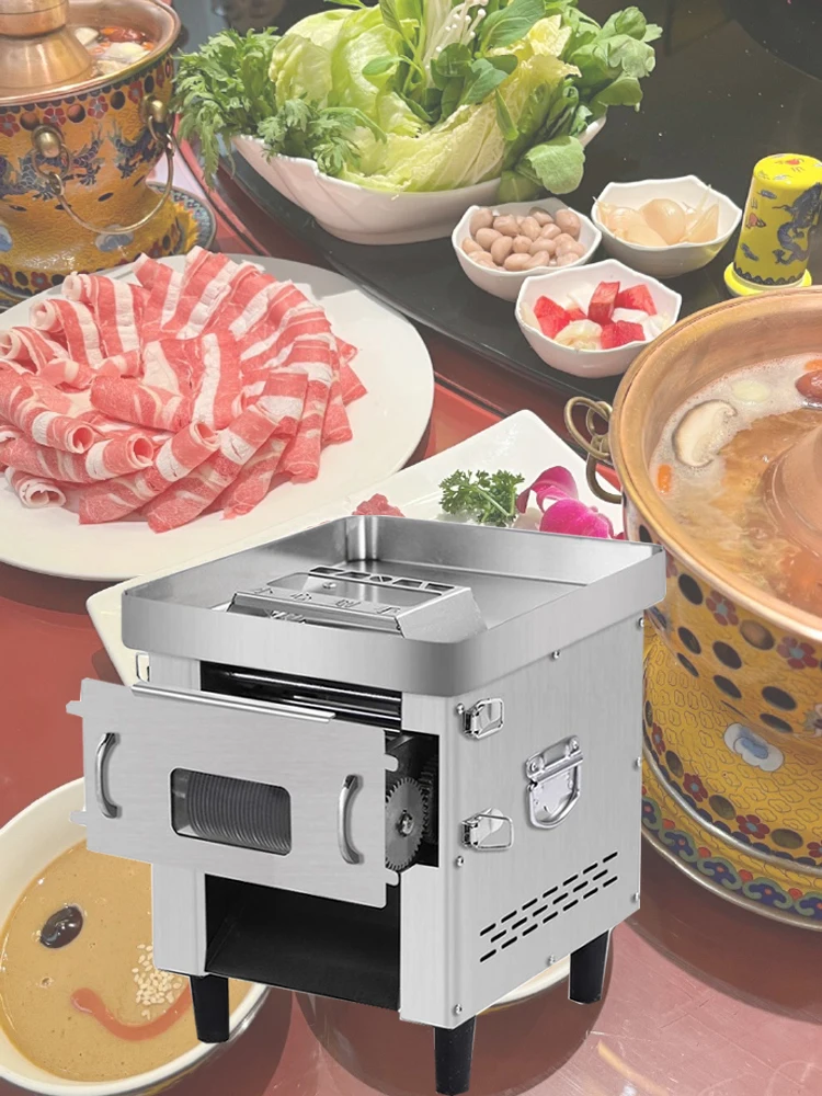 High Efficiency 120kg/h Meat Slicing Machine Commercial Electric Fresh Beef Pork Meat Slicer Dicer Machine