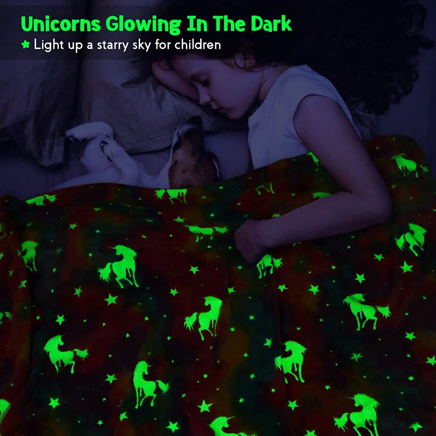 1pc Glow In The Dark Blanket, Pink Unicorn Throw Blanket For Bedroom & Living Room, Home Decor