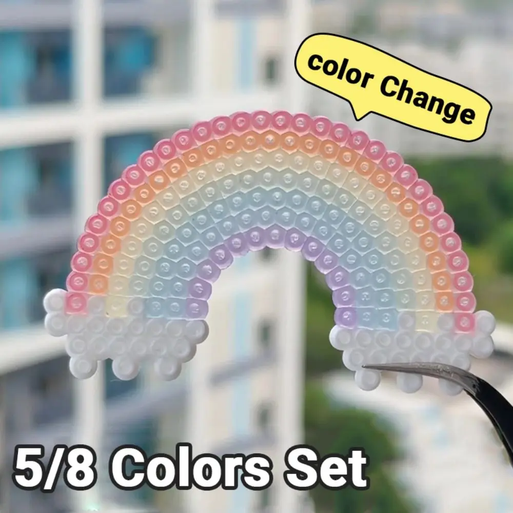 

5/8 Colors Color Change Fuse Beads Kit Temperature Change 2.6mm Perler Beads DIY Craft Light Change Hama Beads Kids Creative
