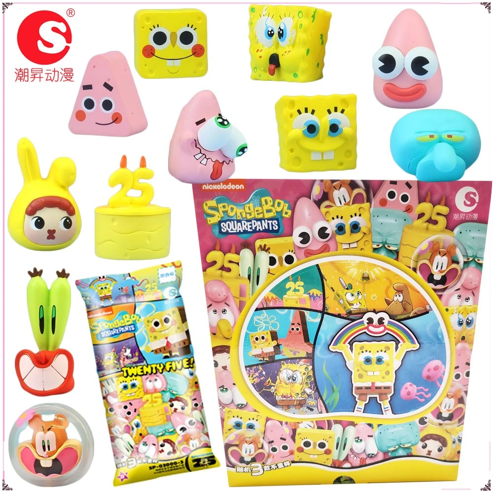 

Genuine SpongeBob SquarePants 25th Anniversary Edition Cute Item Mini Blind Box Cartoon Anime Characters Model Toys Kids Gifts
