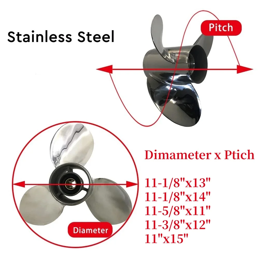 Winibo New Condition Stainless Steel Propeller 3 Blades 11-3/8*12
