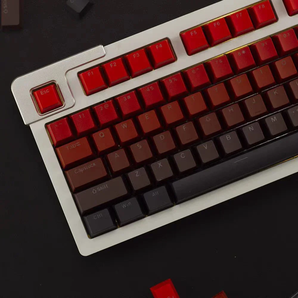 134 مفتاحًا من أغطية مفاتيح بإضاءة خلفية RGB متدرجة باللون الأحمر OEM ملف تعريف مزدوج النار PBT Keycap للوحة مفاتيح Cherry Gateron MX