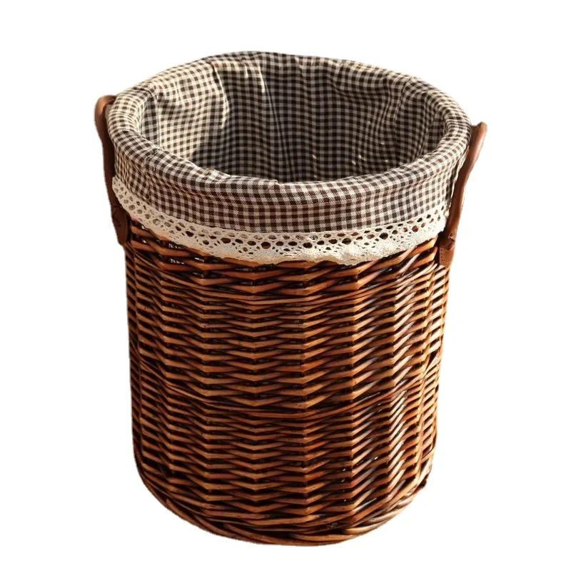 

Woven Basket Clothes Rattan Storage Basket for Home with Lid Rattan Laundry Hamper with Cloth Line Laundry Organizer