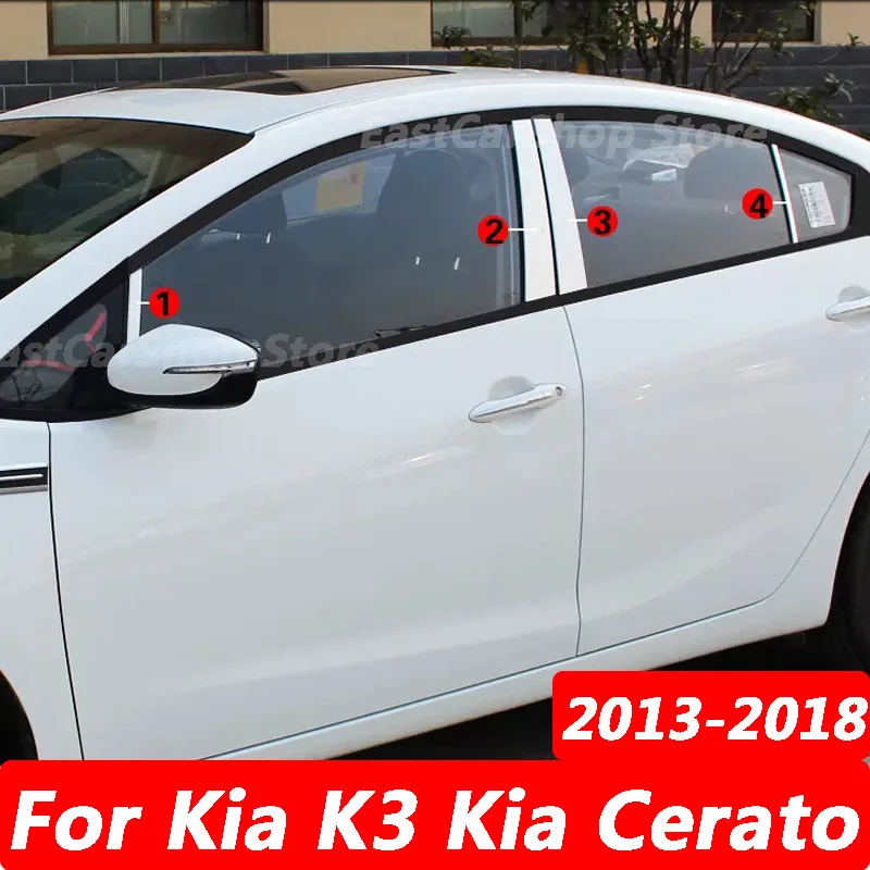 

For Kia K3 Kia Cerato 2013-2018 Car Stainless Steel Door Window Middle Pillar Column Trim Decoration Protection Strip Accessorie