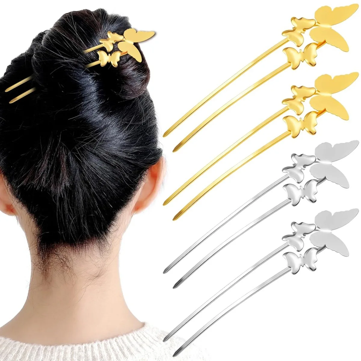

1PC explosive national style metal butterfly hairpin new Chinese style advanced sense U-shaped hairpin accessories
