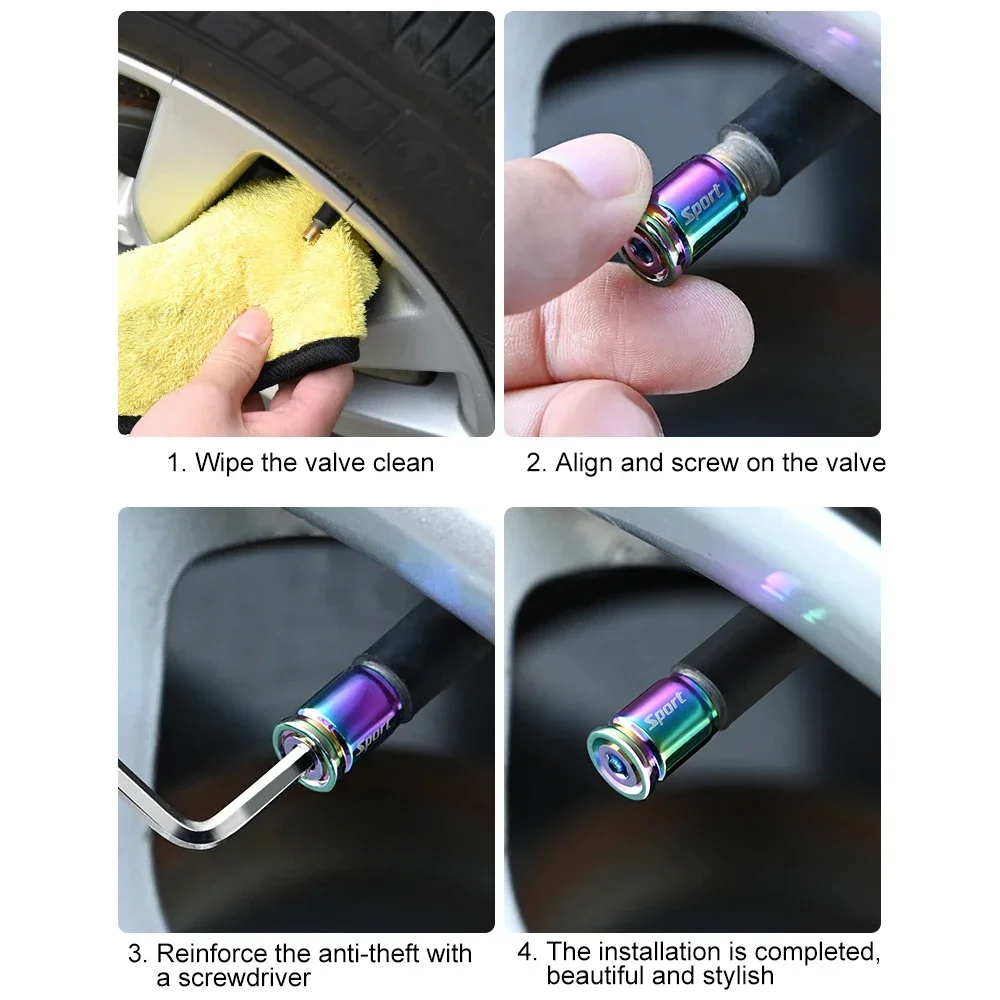 Anti-theft Sport Car Tire Valve Caps Zinc Alloy Wheel Tire Stem Air Cap for Auto AutomativeTrucks Motorcycle Bicycle Bike