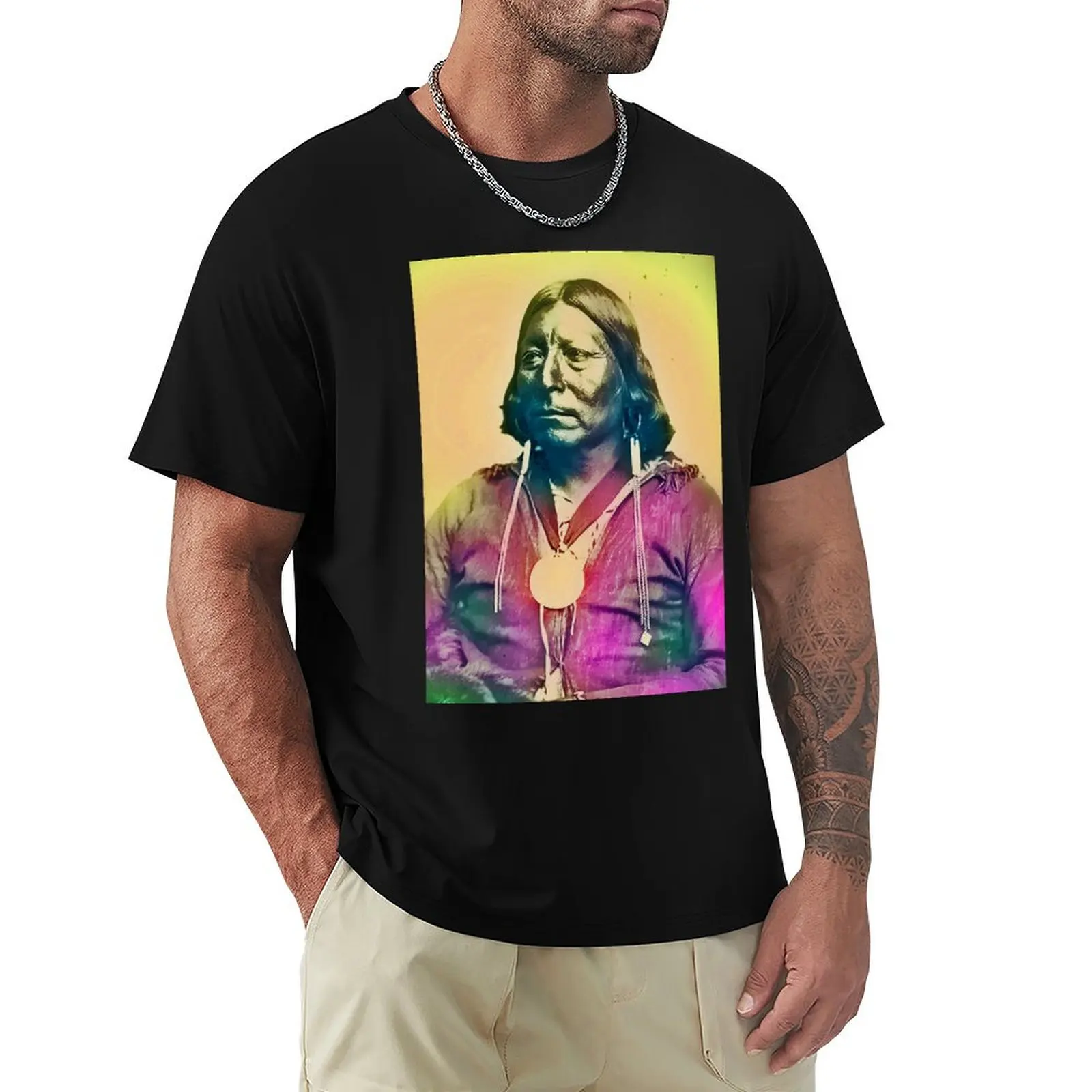 Camiseta para mujer con estampado de corazón y motivos Kiowa, camiseta para hombre, 100 % algodón.