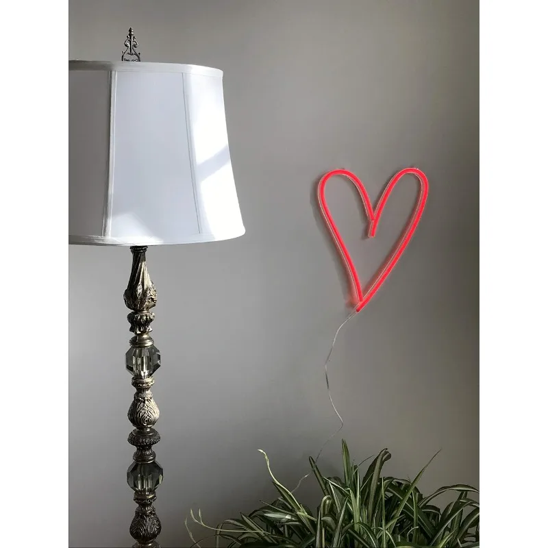 Heart LED Neon Light, Wall Hanging Room Decor Red 13.8 x 10.25 inches Clear Cord With OnOff Switch Unique Rooms5V USB