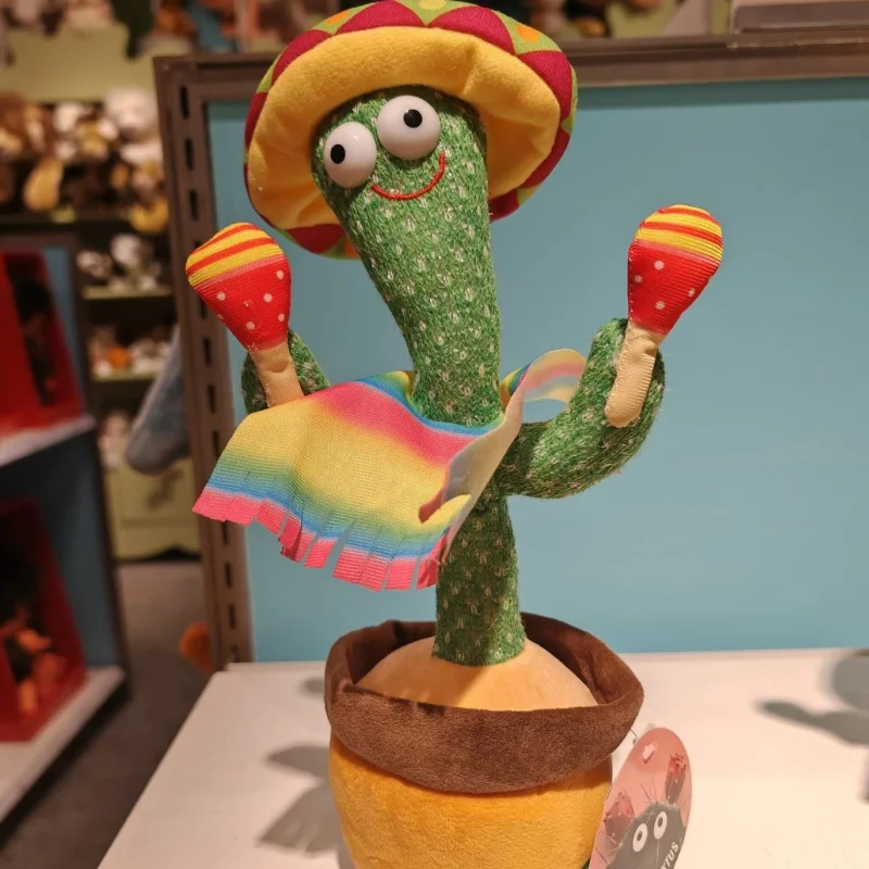 Dancing Plush Cactus Toy Talk Back Sing Wiggle Record Voice Rechargeable Musical Interactive Toy For Baby Toddler Kids Gift