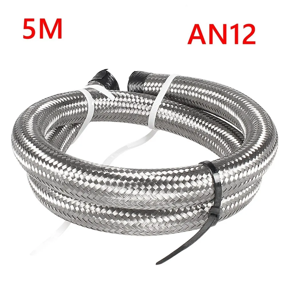 16FT 5M AN4 AN6 AN8 AN10 AN12 Olie Brandstof Slang Olie Gas Cooler Slang Line Buis Nylon Roestvrij staal Gevlochten Binnen Cpe Rubber