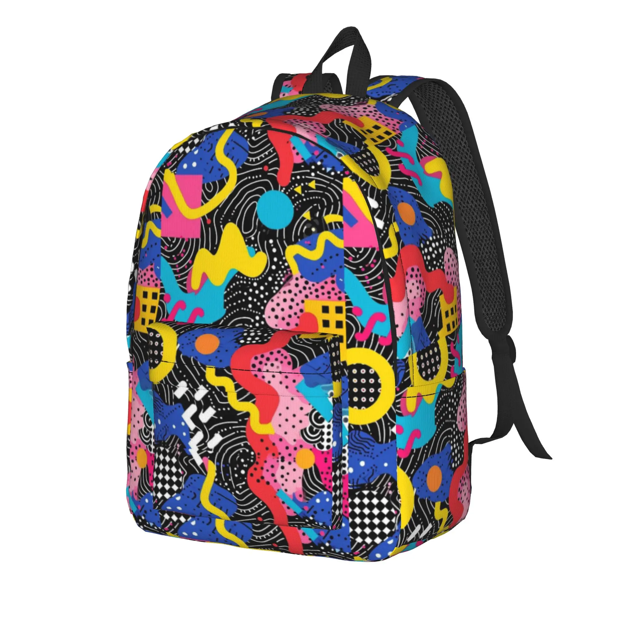 Bold Abstract Shapes Backpack  Men Polyester Trekking Backpacks Pattern Pretty School Bags Rucksack