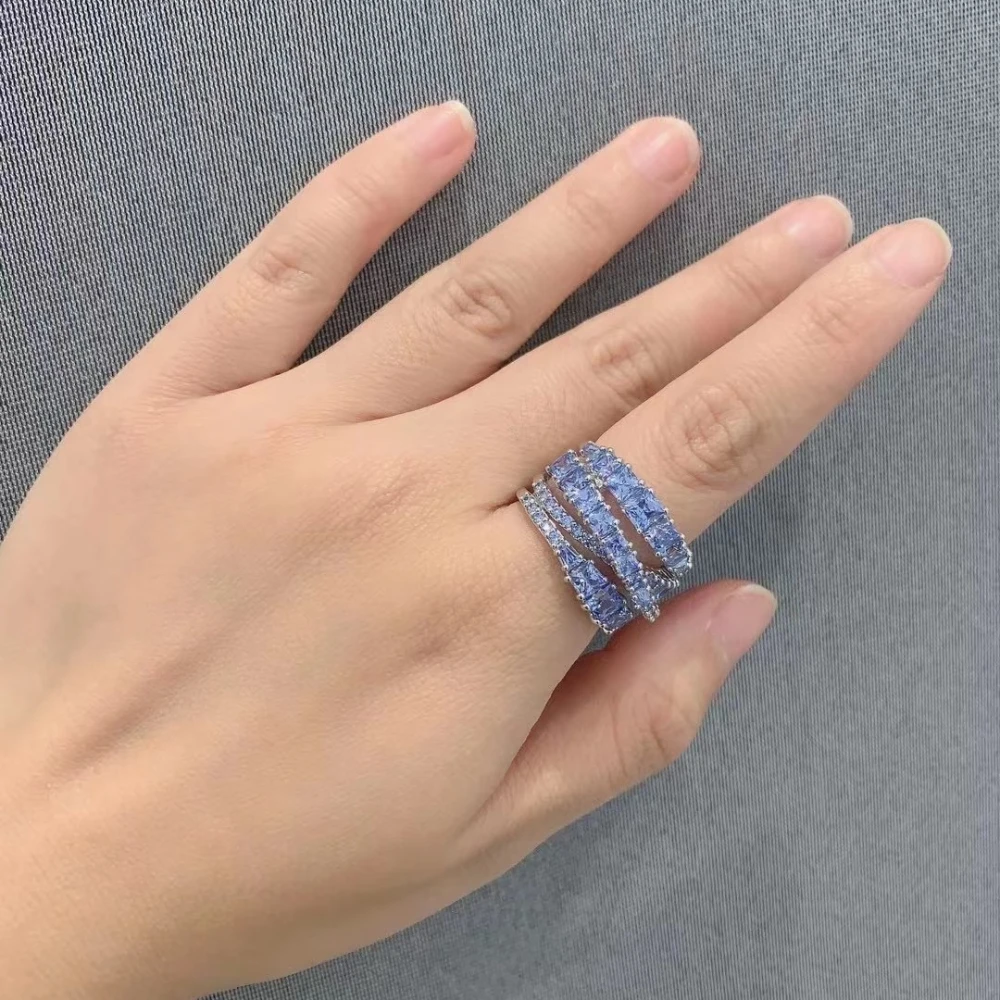 

2025 Trendy Jewelry Fashionable & Luxurious Cross Three -ring Irregularly Set Diamond Ring,Multi-functional Fashion Jewelry Gift