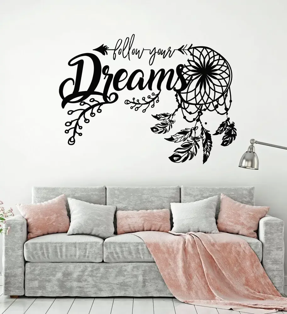 Vinyl Decals Dream Catcher Wall Stickers Amulet Feather Stickers Murals Home Bedroom Living Room Wall Decoration Art Decals Bm03