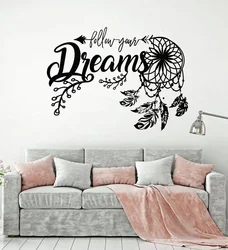 Vinyl Decals Dream Catcher Wall Stickers Amulet Feather Stickers Murals Home Bedroom Living Room Wall Decoration Art Decals Bm03