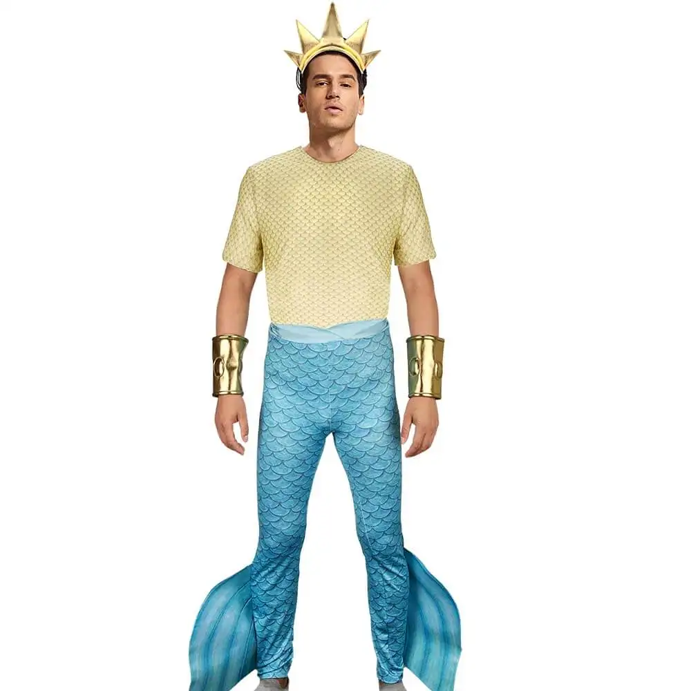 

Movie King Triton Cosplay Costume Film Role Cos Men's Suit Halloween Party Outfits Fancy Dress