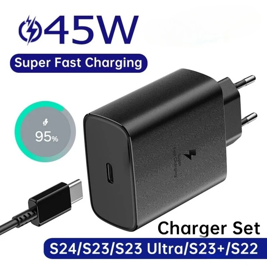 45W Super Fast Charging Phone Charger for Samsung Galaxy S24FE S24Ultra S23 S22 Flip Fold 2 3 4 5 6 A06 A16 A15 A35 A55