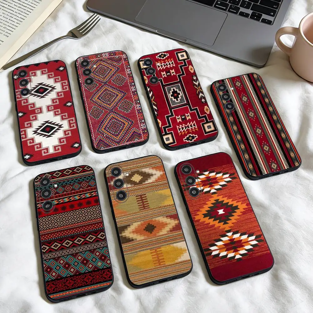 

Red Tribal Aztec K-Kilim phone Case For Samsung Galaxy A73,A72,A71,A70,A53,A52,A51,Others Soft Black Shell