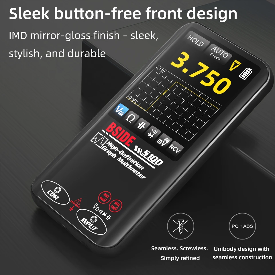 BSIDE S100 Digital Multimeters Smart Multimeters Graphic Display Multimeters,Automatic Range Selection Voltmeters
