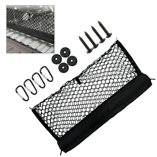 Imagen 2 del producto Red de carga para cama de camión y coche, red de carga elástica de tela para camión, red para maletero trasero de coche, malla de almacenamiento elástica para equipaje, 90x4 0/110x40cm