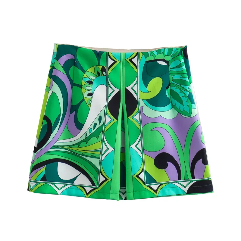 2025 الخريف النمط الأوروبي والأمريكي المرأة الجديدة المطبوعة مزاجه قميص تنورة قصيرة نمط الشارع بدلة على الموضة غير رسمية