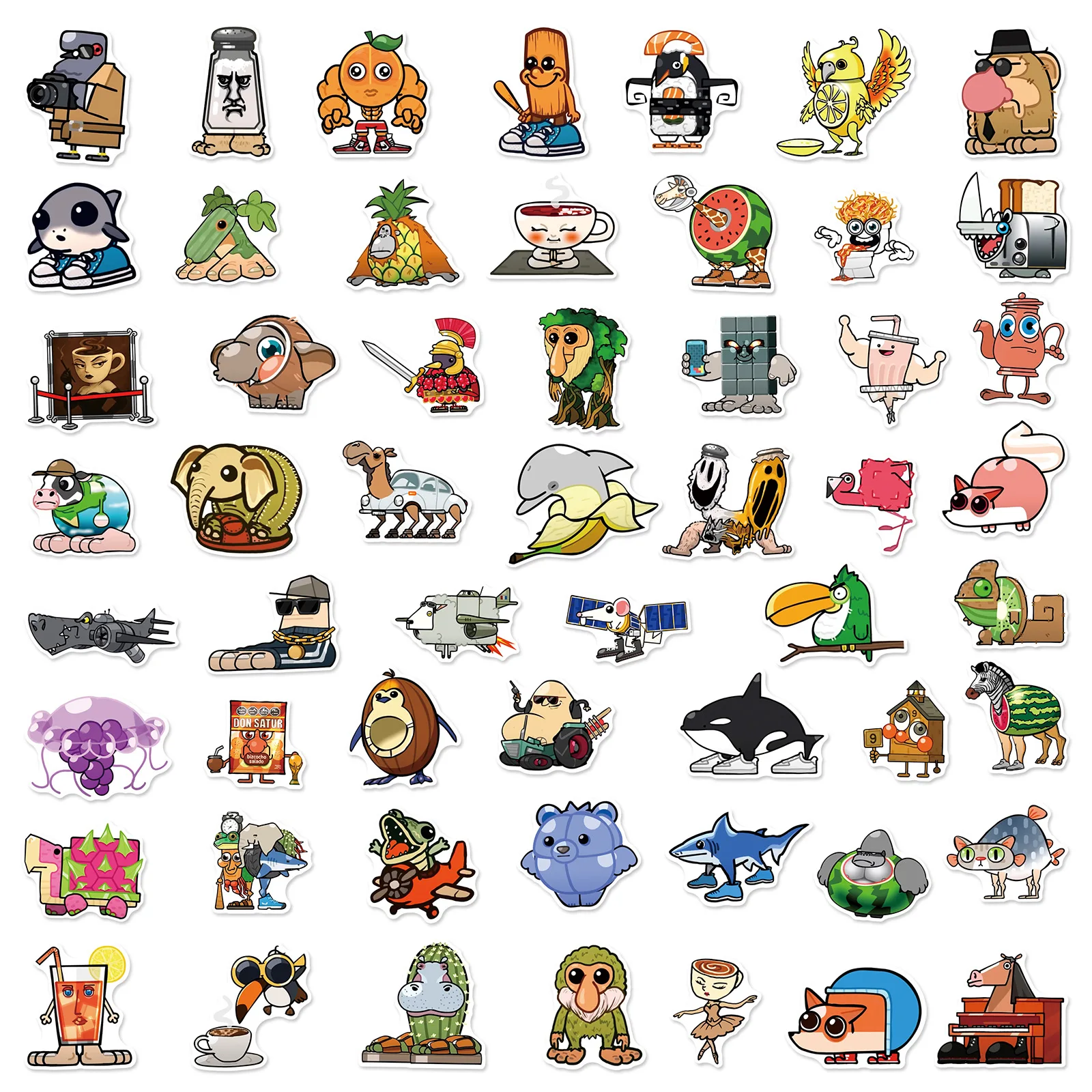 55 قطعة الكرتون لطيف تونغ تونغ الصحور ملصقات الدماغ الإيطالي ملصقات صناعة يدوية سكرابوكينغ الهاتف الأمتعة الشارات مقاوم للماء