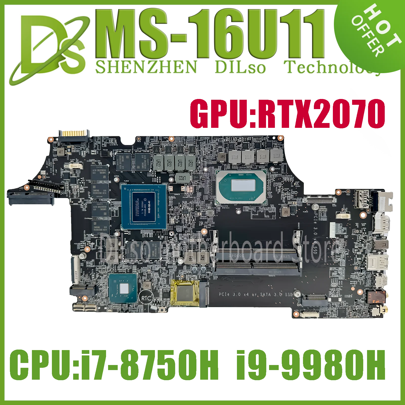 KEFU MS-16U11 Mainboard For MSI GE65 RAIDER 9SF MS-16U1 Laptop Motherboard With i9-9880H i7-9750H CPU GTX1660Ti-6G RTX2070-8G