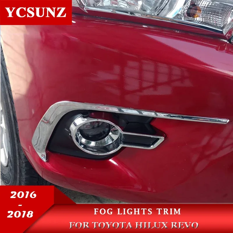 

ABS Chrome Fog Lights Trim For Toyota Hilux Revo 2016 2017 2018 Pickup Truck Car Accessories Fog Lamp Trim YCSUNZ