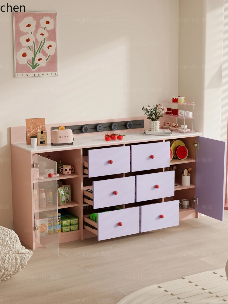

LXC multi-functional integrated dining side cabinet against the wall modern guide rail socket restaurant tea cabinet