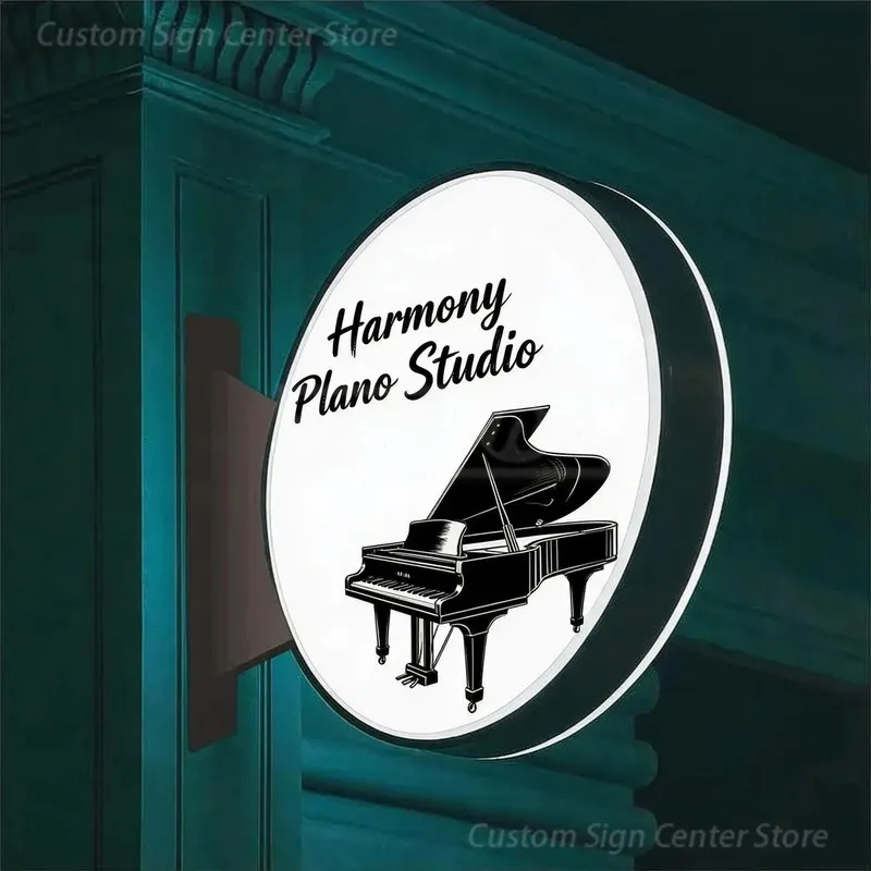 Harmony Piano Studio Custom LED Neon Sign, Illuminated Acrylic Wall Panel Letters Business Advertising Poster Display Sign