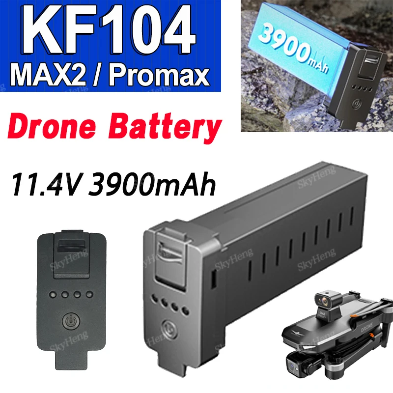 11.4V 3900mAh Original KF104 PROMAX Battery For KF104 MAX2 4K GPS Drone Battery  Accessories Parts Flight Time 37 Minutes