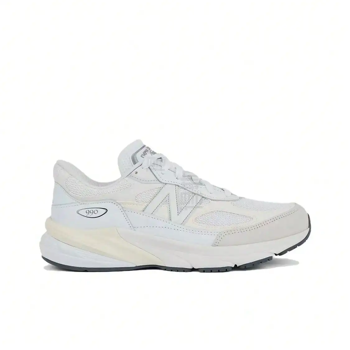 NB 990 V6 Comfortable Versatile Durable Breathable Low-Top Casual Running Shoes, Unisex, White/Beige U990GB6