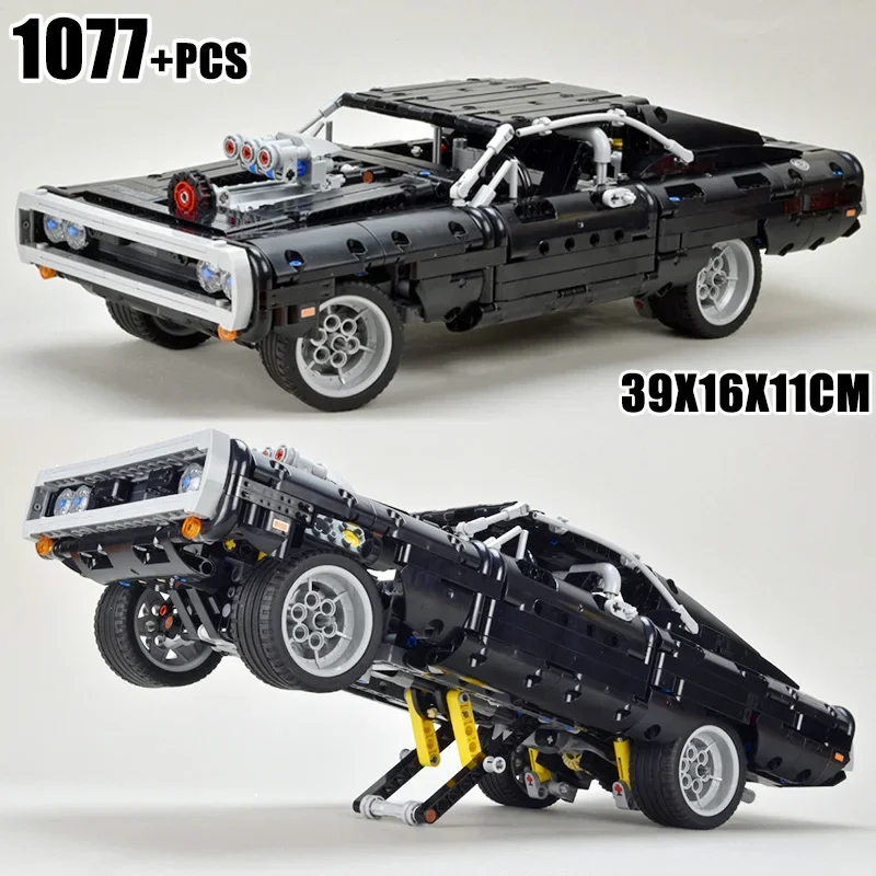 1077PCS Technical Dodge Charger Racing Car Model Building Blocks 42111 Bricks Toys in Movie Fast Furious Gift For Boys Kids