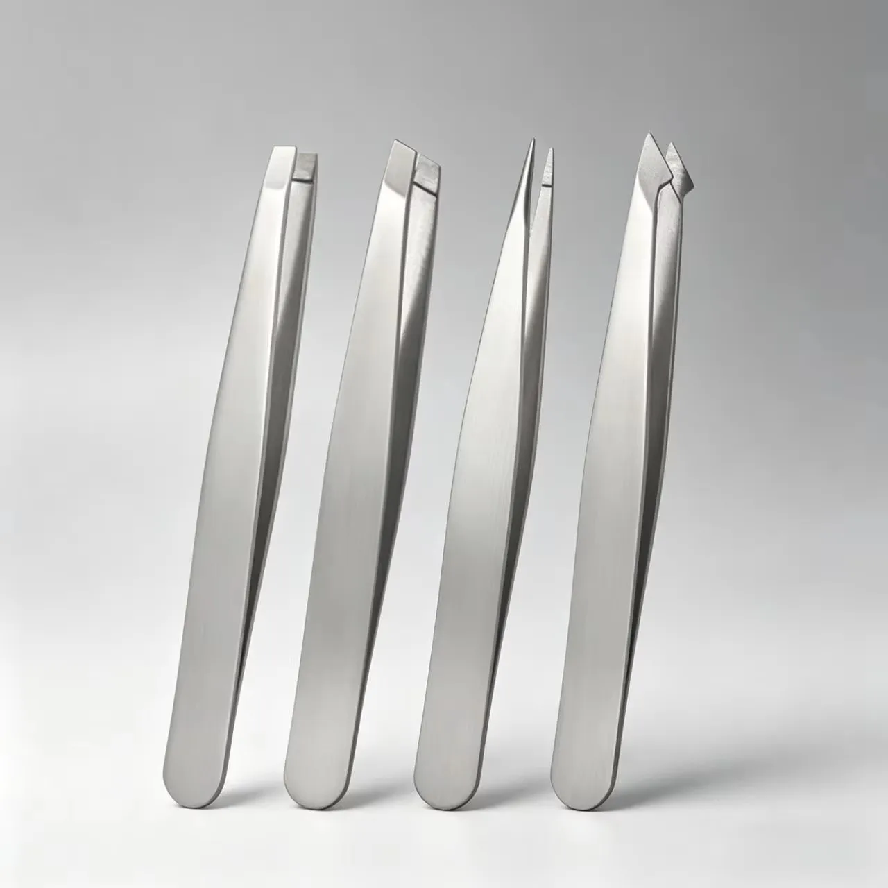 4Pcs Professional Eyebrow Tweezers Set Premium Stainless Steel Slant Point Flat Angled Tip Tweezers for Facial Hair Ingrown Hair