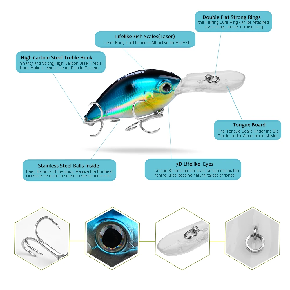 PROBEROS Rasselnder Crankbait 10cm-16g Schwimmender Angelköder Lauter Harter Köder Künstlicher Wobbler Weitwurf-Bass-Swimbait – Detail 8