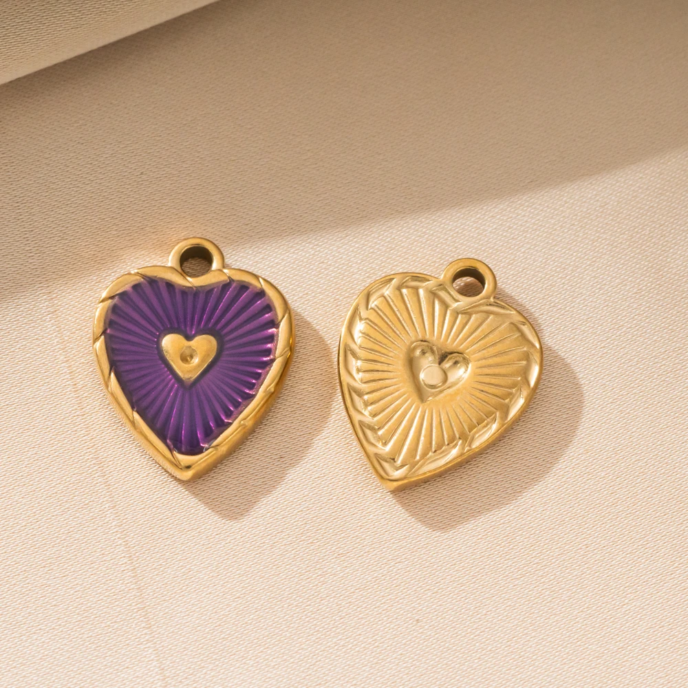 5 Stück Edelstahl-Herzanhänger mit Emaille, Liebesanhänger für Valentinstag, DIY-Charms für Ohrringe, Armbänder, Halsketten und Schmuckherstellung – Detail 8