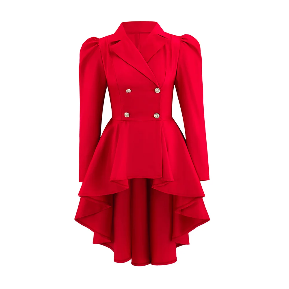 Женская викторианская куртка в стиле стимпанк, средневековый Ренессанс, винтажный готический фрак, смокинг с длинными рукавами, топ